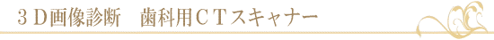 3D画像診断 歯科用CTスキャナー